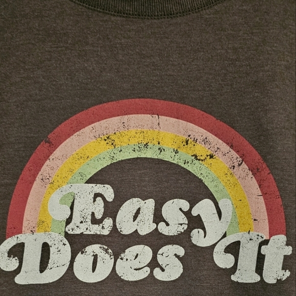 Wildfox Women's Gray Easy Does It Sweatshirt with Rainbow Design sz - Picture 2 of 5